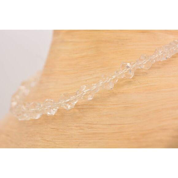 Vintage Crystal Beaded Collar Necklace Clear Faceted D.B. Metal Signed Bin3A - Picture 10 of 12